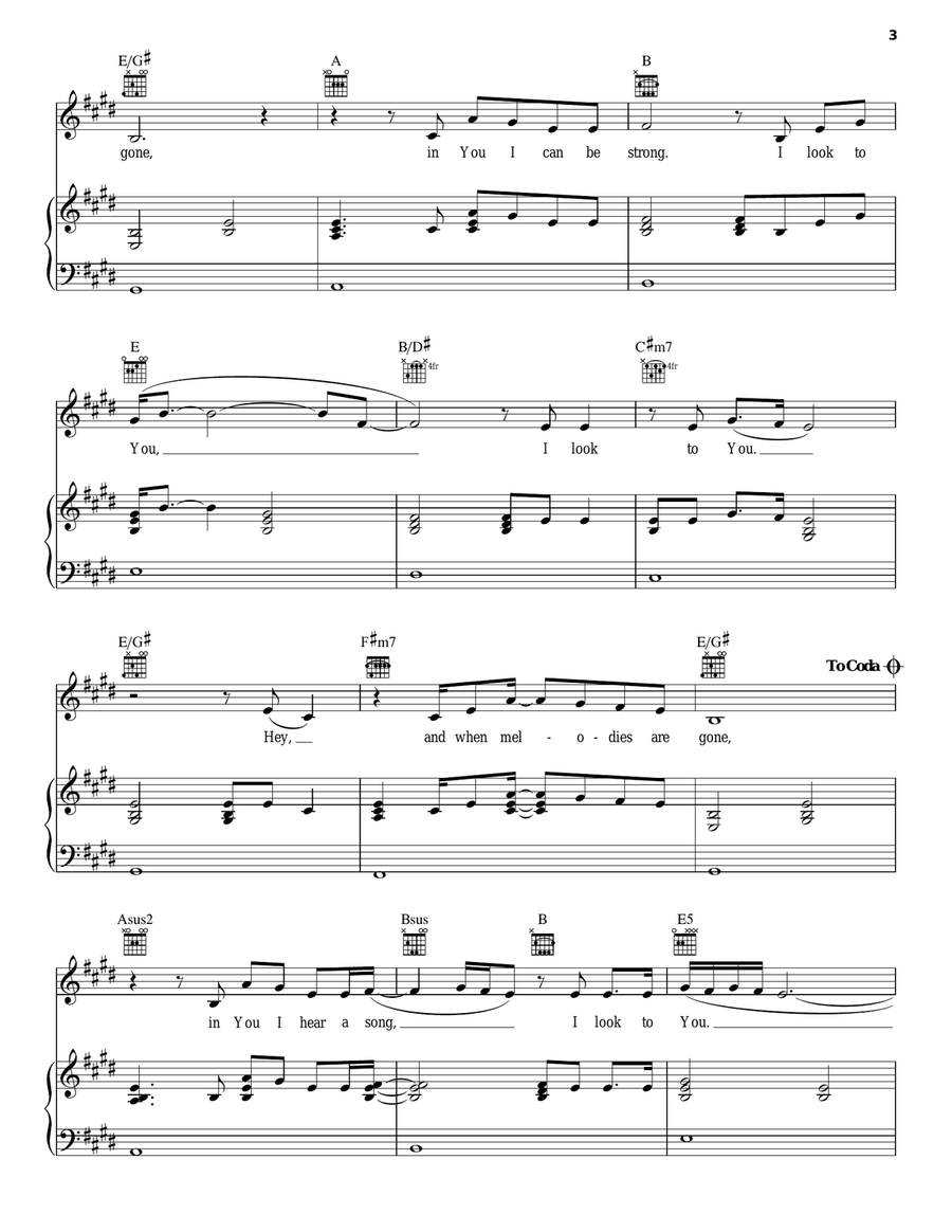 I Look To You Piano, Vocal, Guitar scores gallery preview page 3