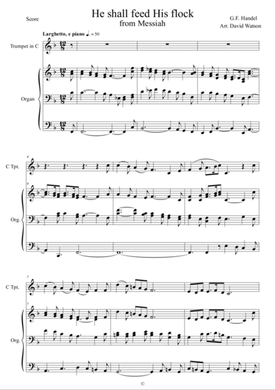 He shall feed His flock for Trumpet and Organ Trumpet Duet scores gallery preview page 2