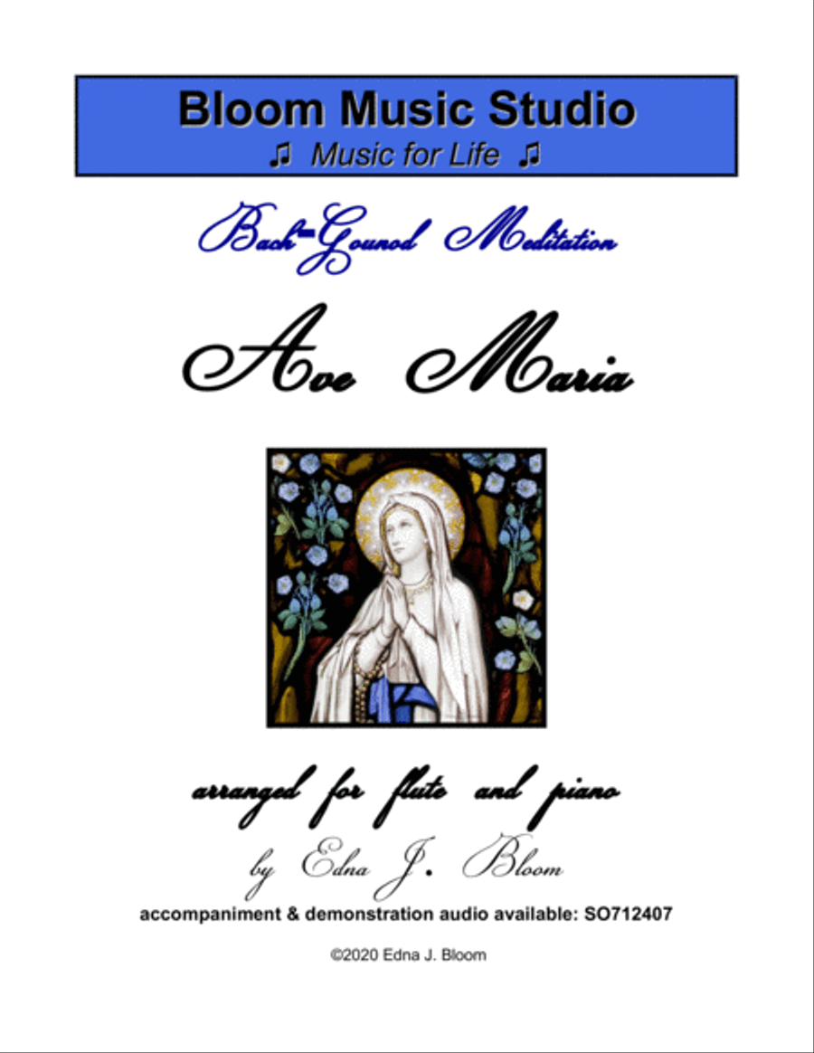 Ave Maria (Bach-Gounod) flute with piano (mp3 accompaniment also available) Flute Solo scores gallery preview page 1