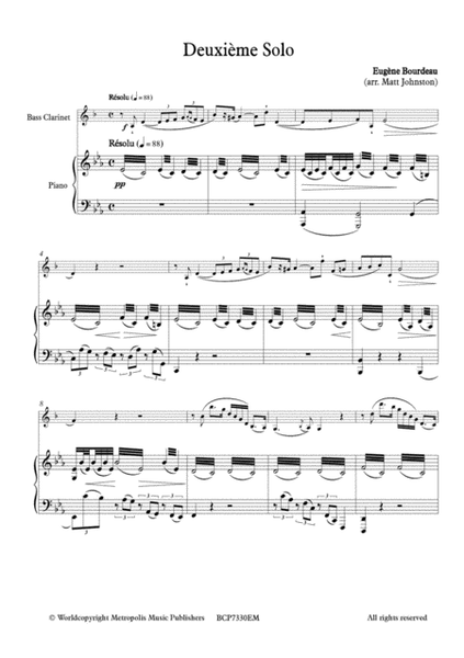 Deuxieme Solo for Bass Clarinet and Piano
