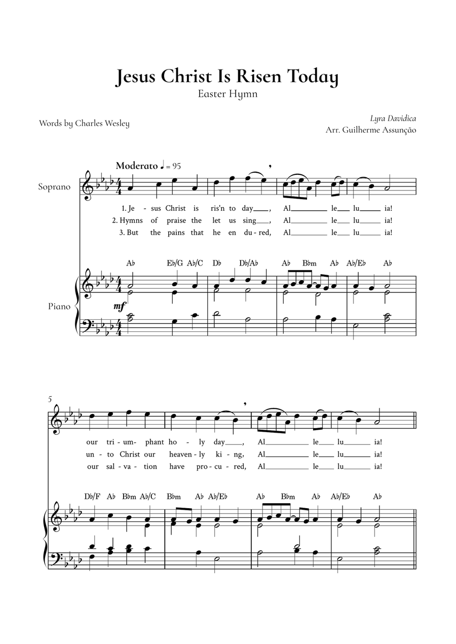 Jesus Christ is Risen Today (Soprano, Piano) - in Ab Major