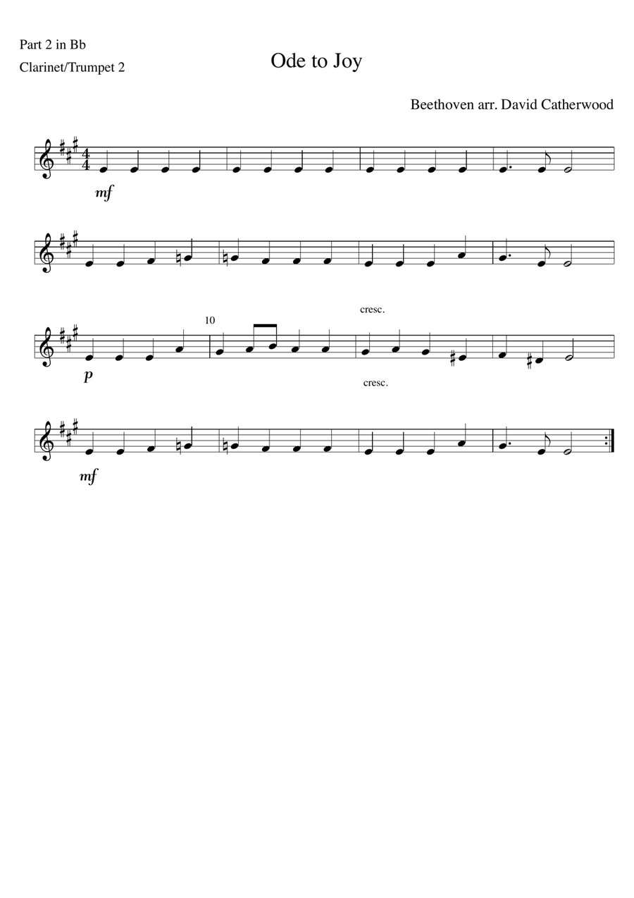 Ode to Joy by Beethoven (arranged for flexible ensemble by David Catherwood) Concert Band scores gallery preview page 6