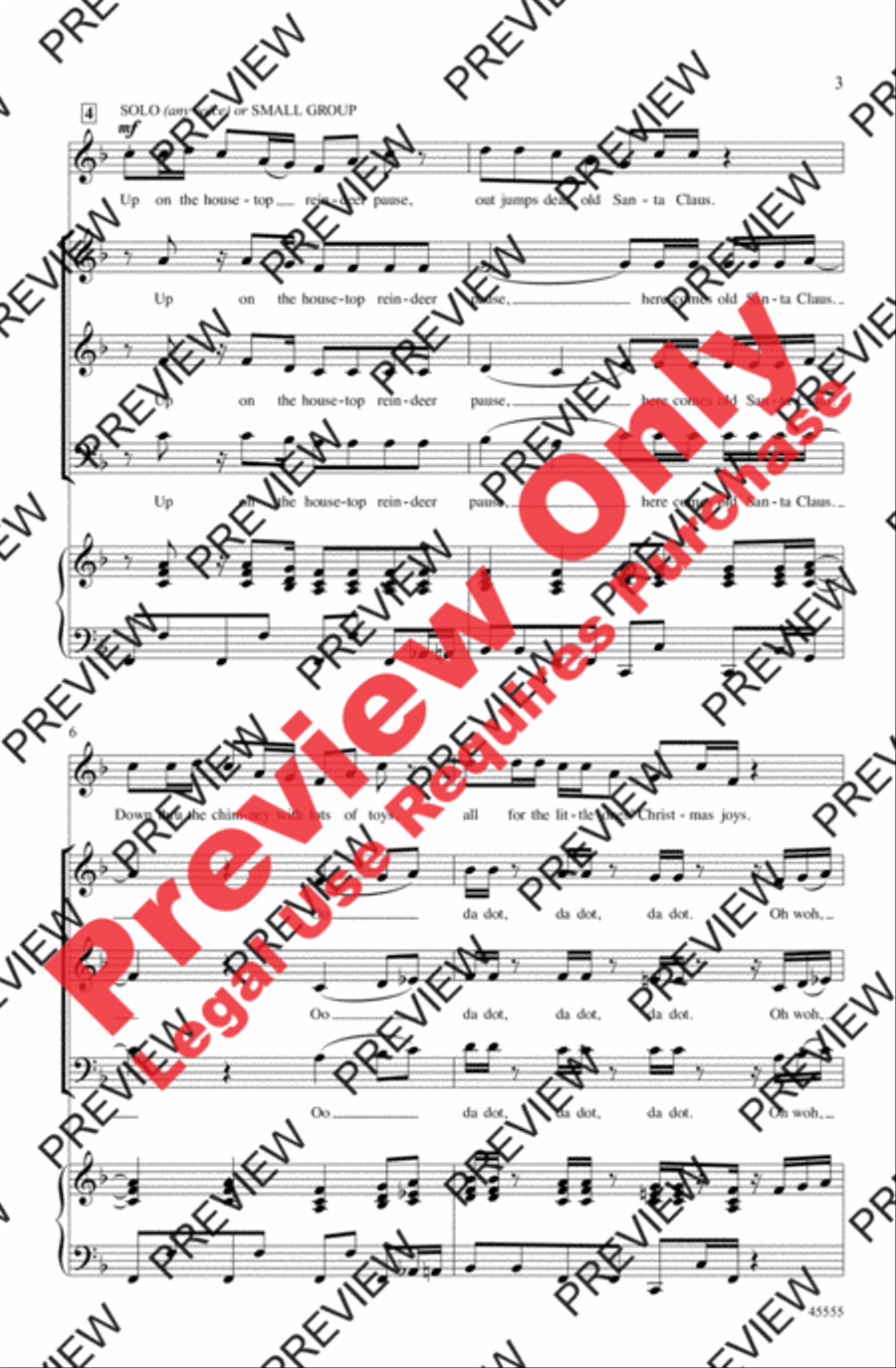 Up on the Housetop 3-Part scores gallery preview page 3