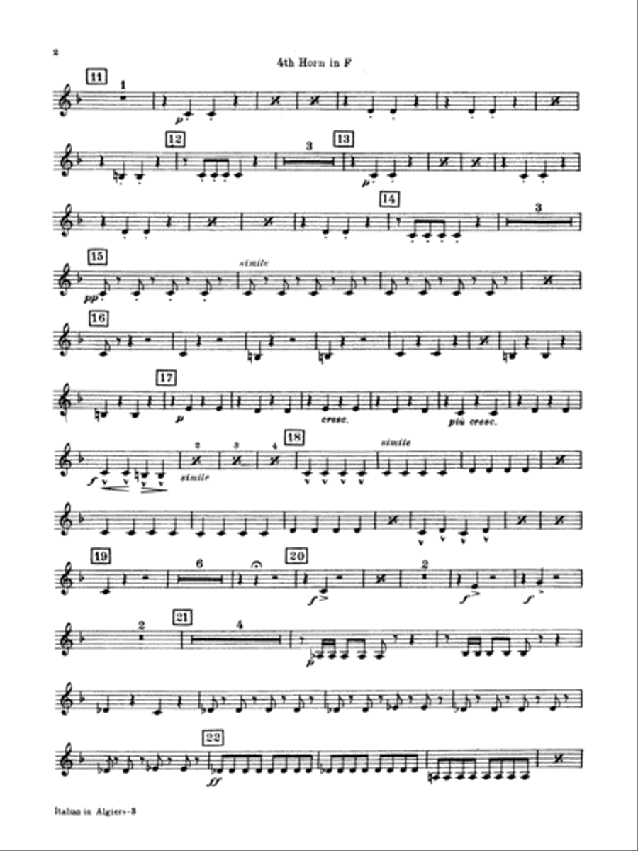 Italian in Algiers: 4th F Horn Concert Band scores gallery preview page 2