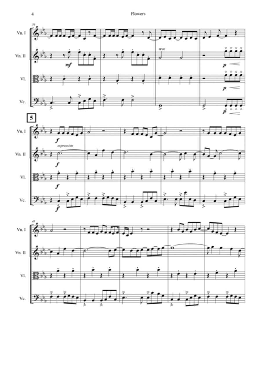 Flowers Flowers String Quartet scores gallery preview page 4