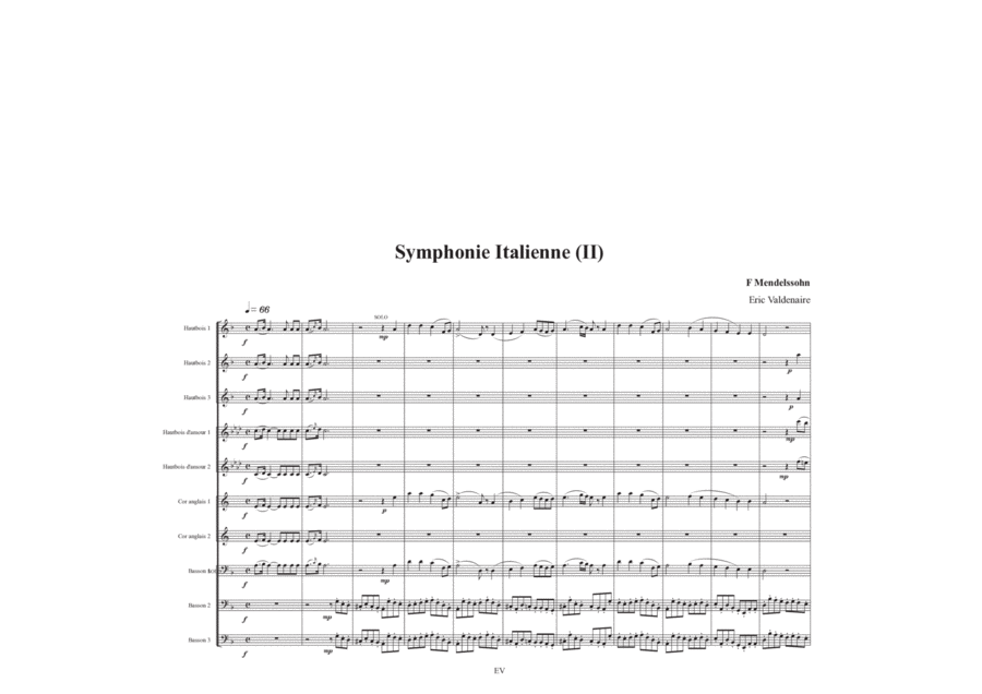 Symphonie Italienne 2ième mouvement Woodwind Ensemble scores gallery preview page 1