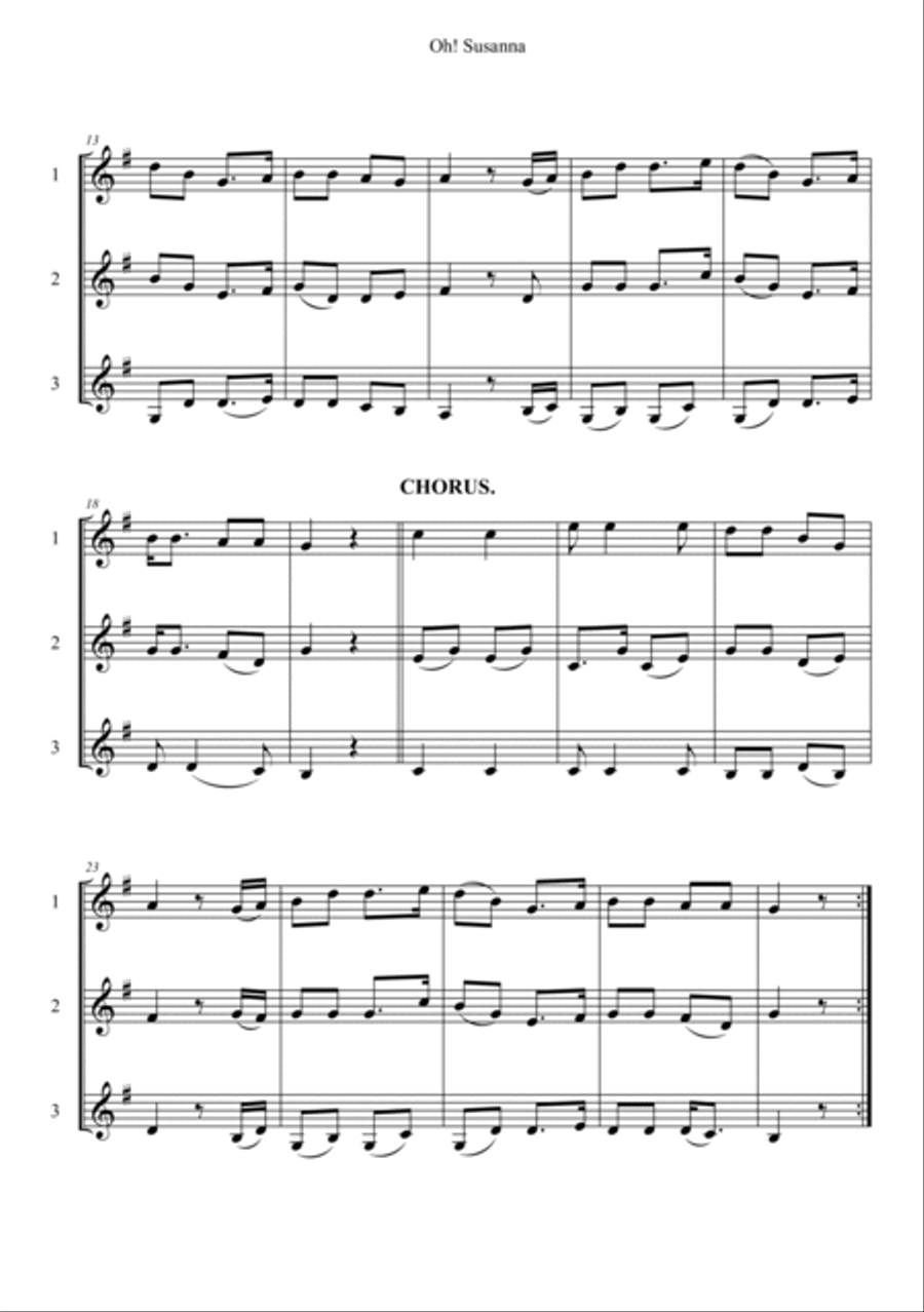 Oh! Susanna Woodwind Trio scores gallery preview page 2