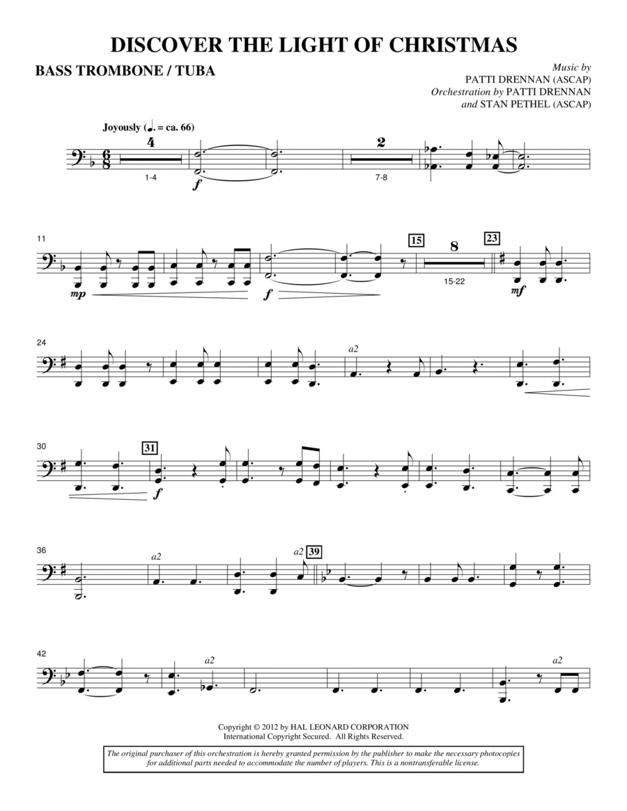 Discover The Light Of Christmas - Bass Trombone/Tuba Choir scores gallery preview page 1