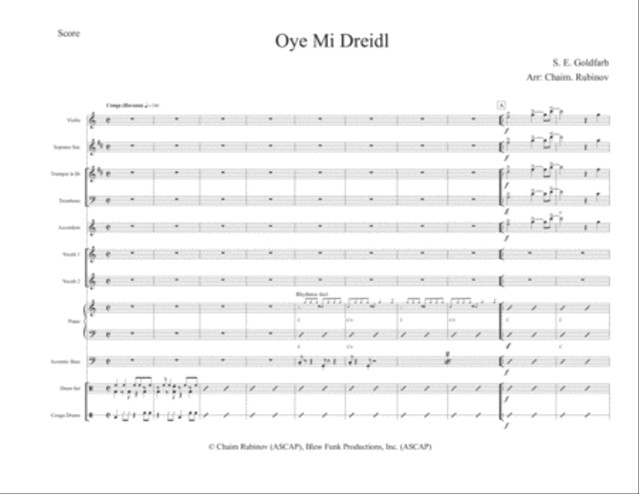 Oye Mi Dreidl Large Ensemble scores gallery preview page 1