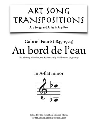 Book cover for FAURÉ: Au bord de l'eau, Op. 8 no. 1 (transposed to A-flat minor)