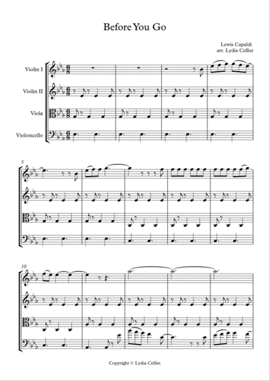Before You Go String Quartet scores gallery preview page 1