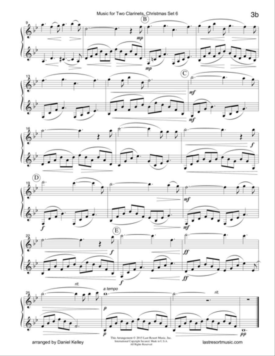 Christmas Duets for Clarinet - Set 6 - Music for Two Clarinets Clarinet Duet scores gallery preview page 5
