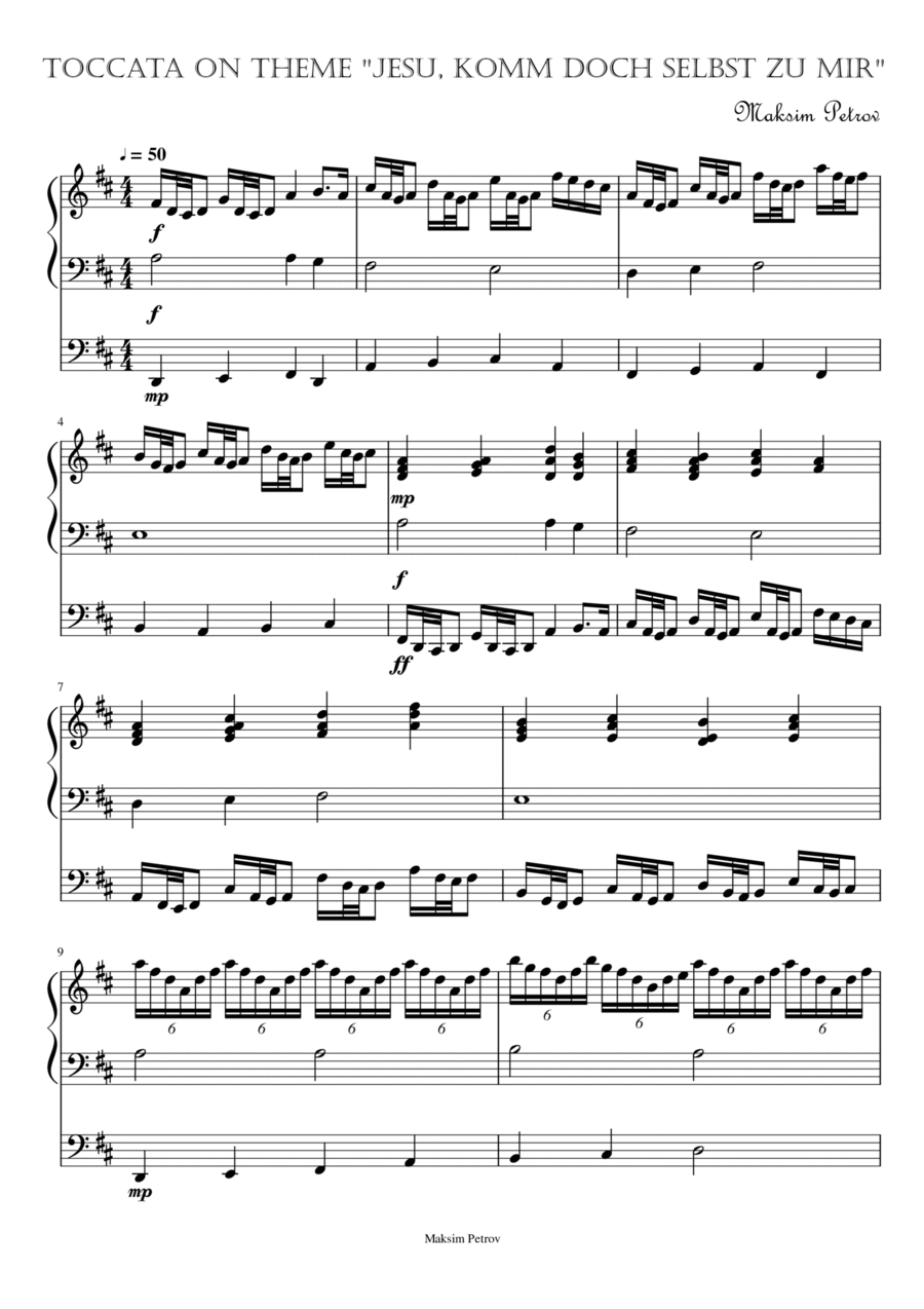 Toccata on theme 'Jesu, komm doch selbst zu mir' (for organ) Organ Solo scores gallery preview page 1