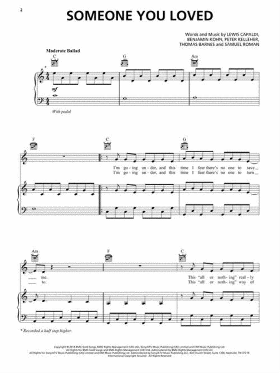 Someone You Loved Piano, Vocal, Guitar scores gallery preview page 4