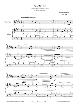 Fauré: Nocturne Op. 104 for Tenor Sax & Piano