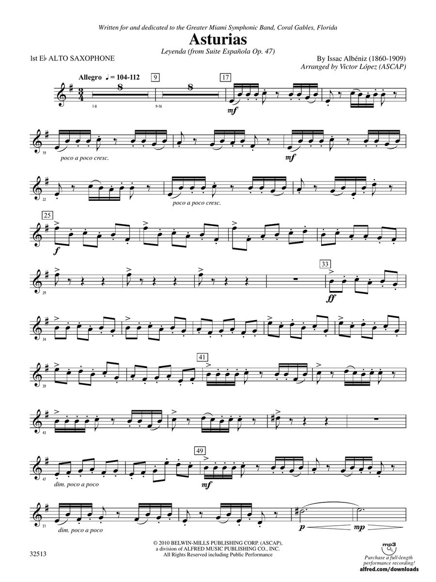 Asturias: E-flat Alto Saxophone
