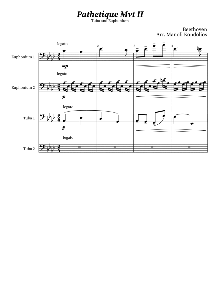 Pathetique Mvt. II Small Ensemble scores gallery preview page 1