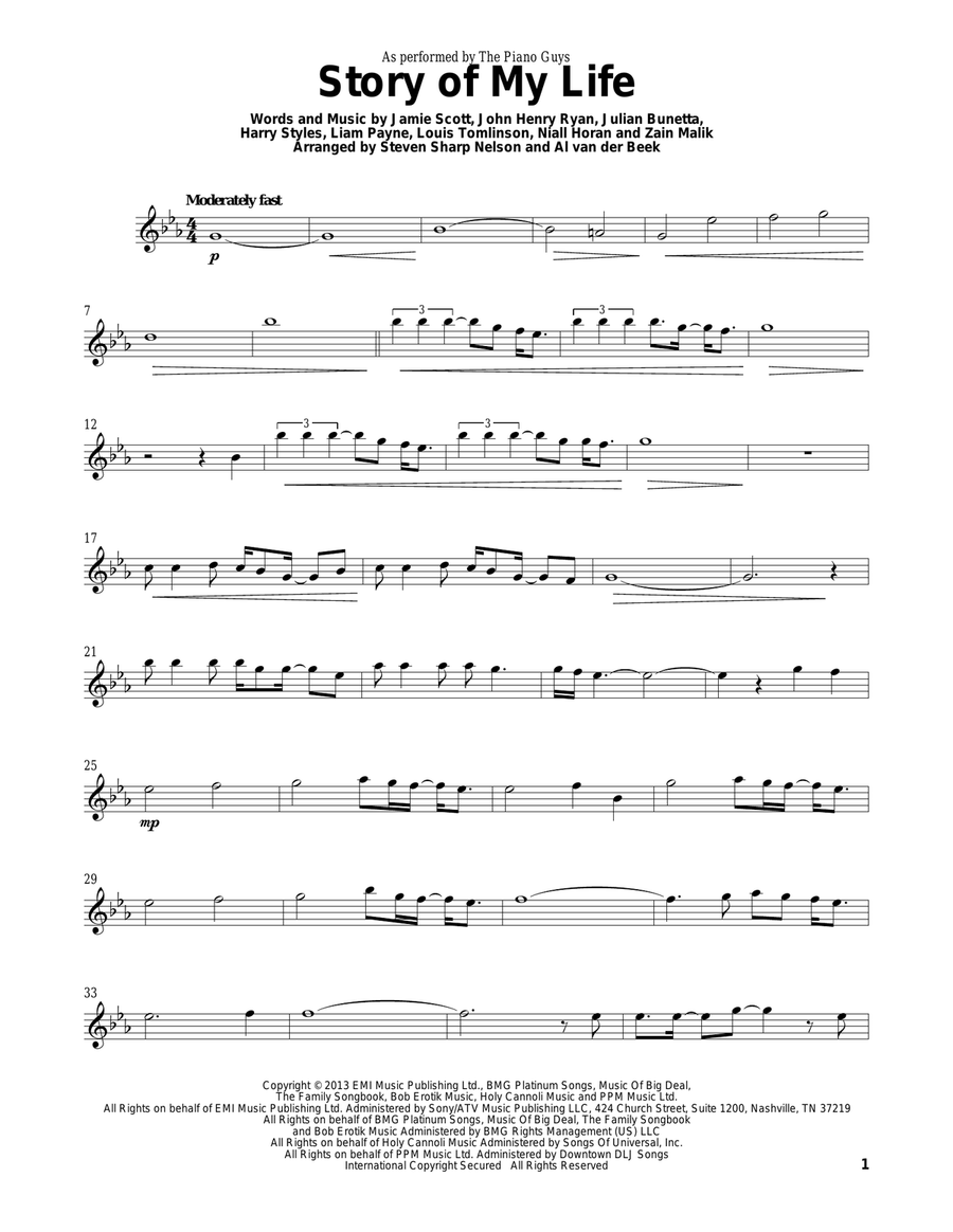 Story Of My Life Story Of My Life Violin Solo scores gallery preview page 1