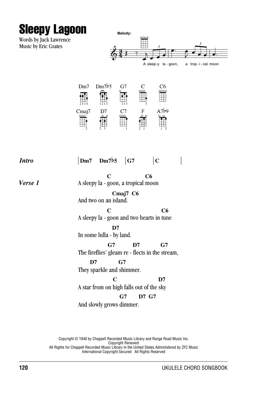Sleepy Lagoon Ukulele scores gallery preview page 1
