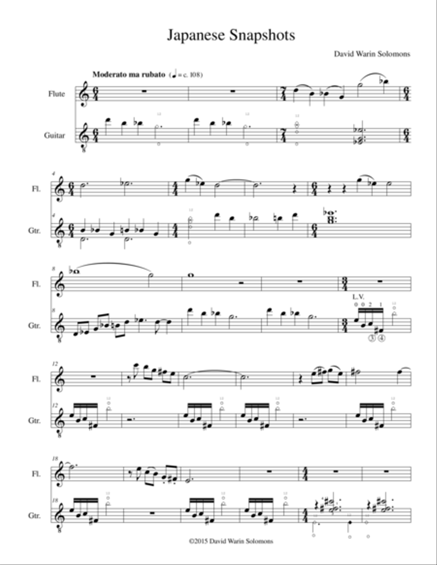 Japanese Snapshots for flute and guitar Flute scores gallery preview page 1