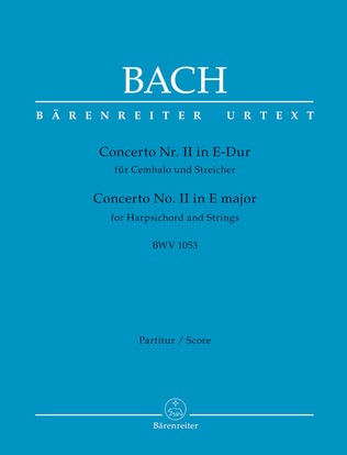 Book cover for Concerto for Harpsichord and Strings Nr. 2 E major BWV 1053