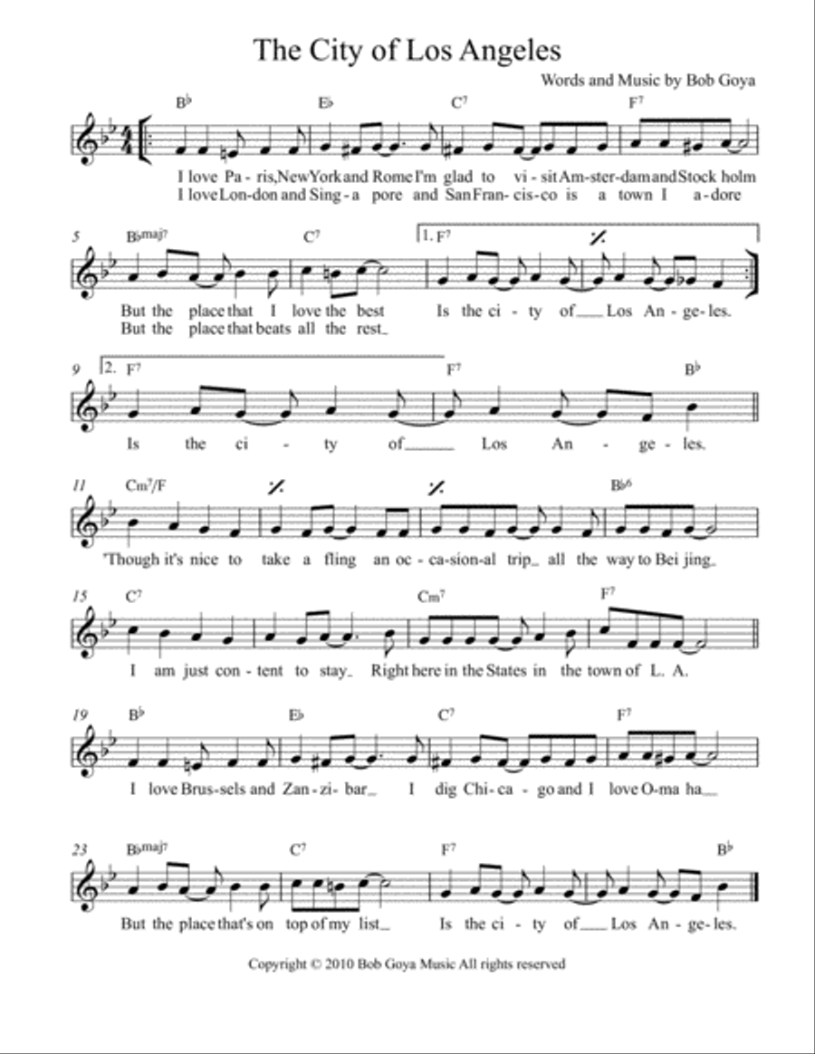 THE CITY OF LOS ANGELES Small Ensemble scores gallery preview page 1