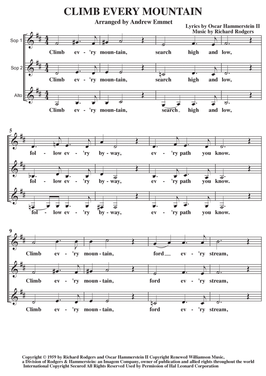Climb Ev'ry Mountain Climb Ev'ry Mountain SSA scores gallery preview page 1