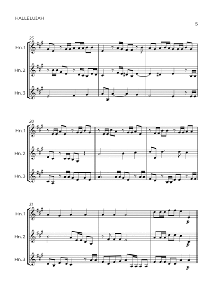 HALLELUJAH - HANDEL - HORN TRIO Woodwind Trio scores gallery preview page 5