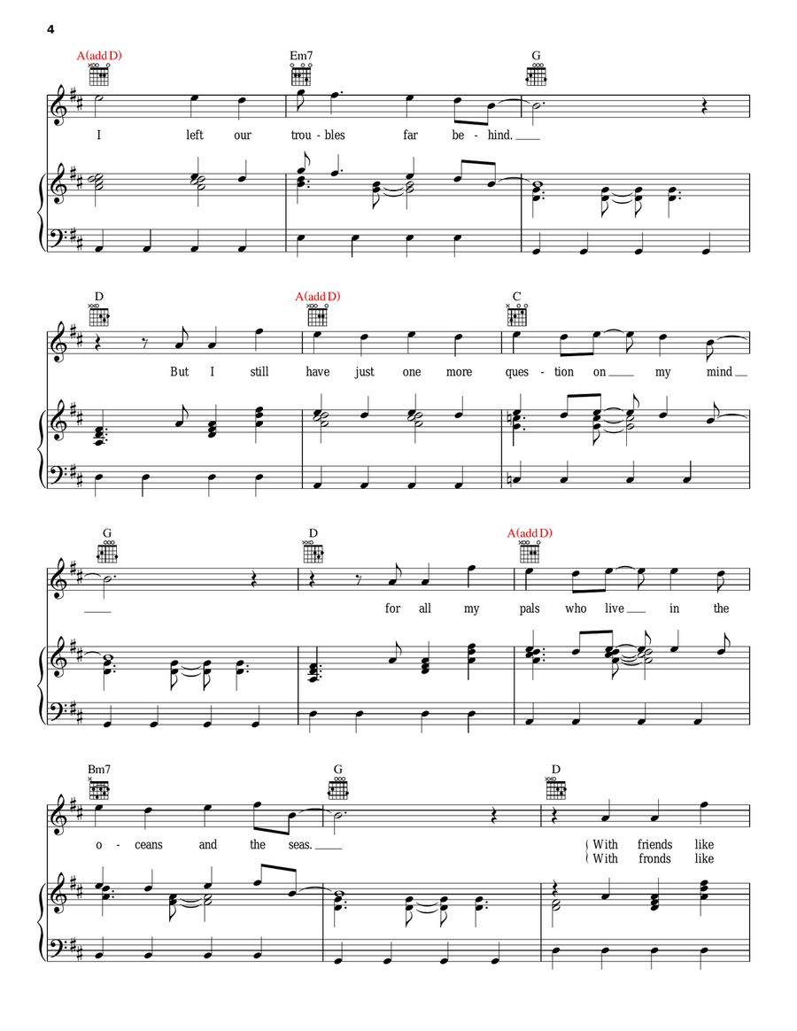 The Bird And The Worm Piano, Vocal, Guitar scores gallery preview page 4
