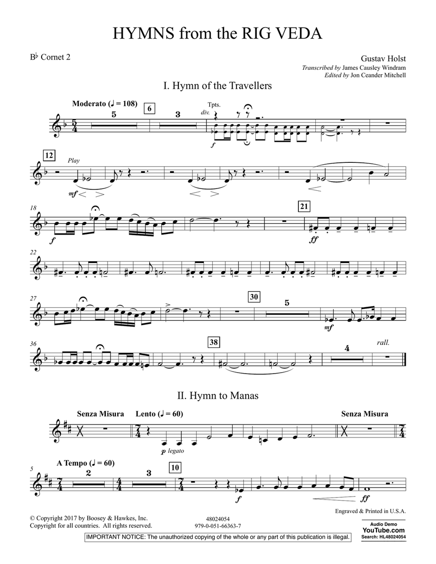 Hymns from the Rig Veda - Bb Cornet 2