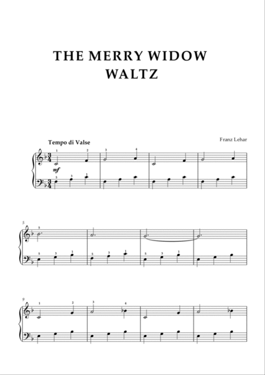 F. Lehar - The Merry Widow Waltz - Piano Easy Easy Piano scores gallery preview page 2