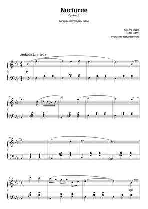 Nocturne Op. 9 no. 2 (easy-intermediate piano – clean sheet music)