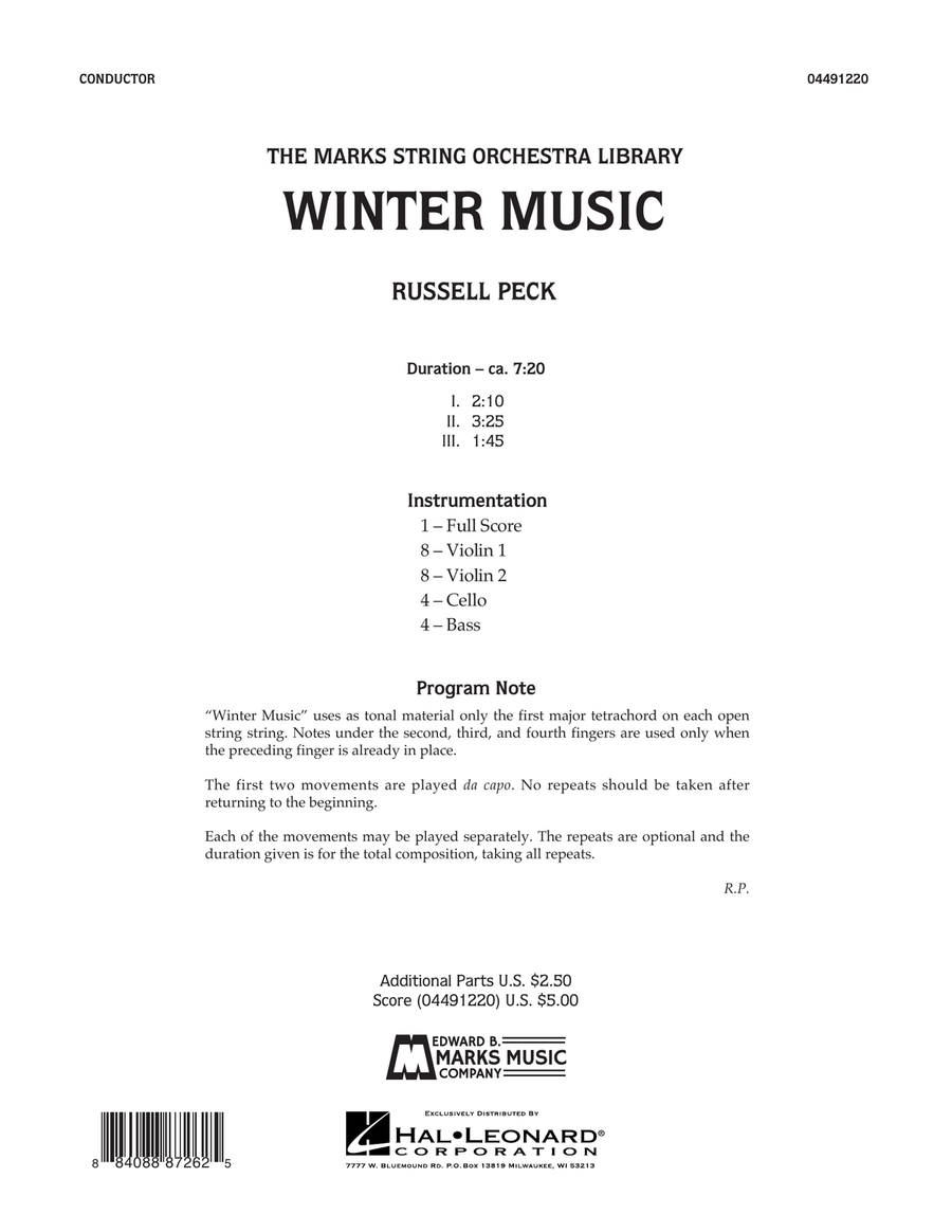 Winter Music by Russell Peck
                        Orchestra -
                         Digital Sheet Music
                        