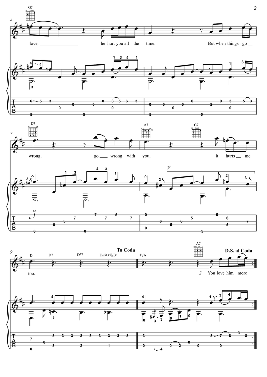 It Hurts Me Too Guitar Tablature scores gallery preview page 2