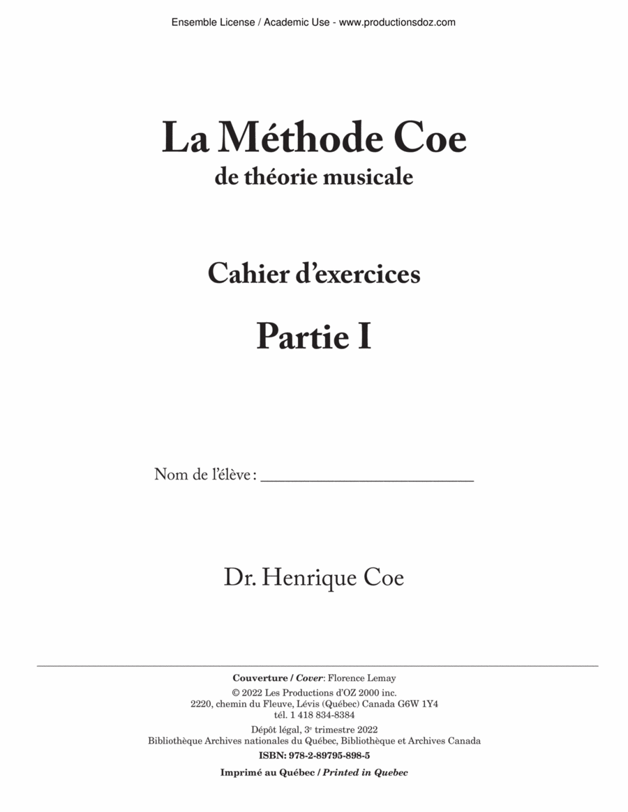 La Méthode Coe de théorie musicale, partie 1 Collection / Songbook scores gallery preview page 1