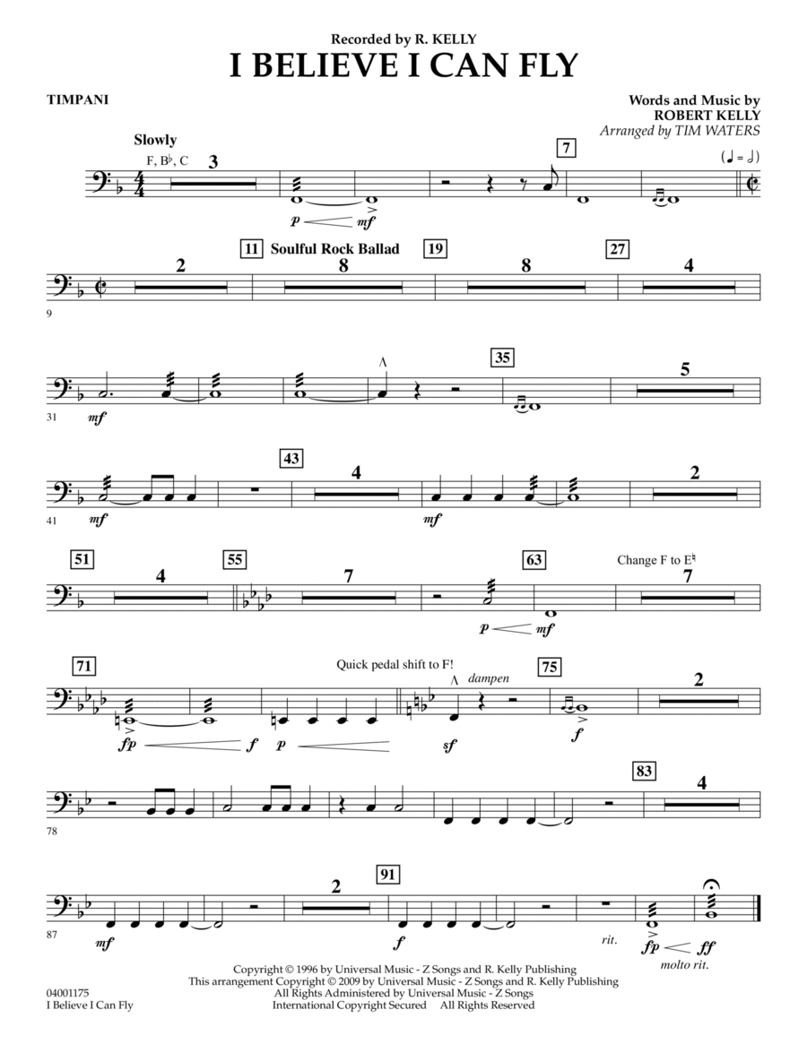 I Believe I Can Fly - Timpani Percussion scores gallery preview page 1