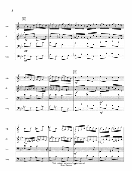 Trois couleurs anciennes (1e mouvement) Pour Quatuor de saxophones (Score et 4 partitions (SATB)  Digital Sheet Music