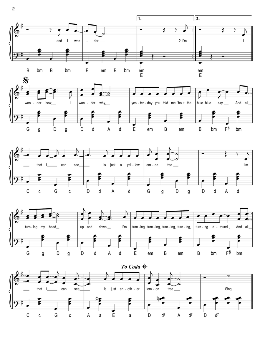 Lemon Tree Piano scores gallery preview page 2