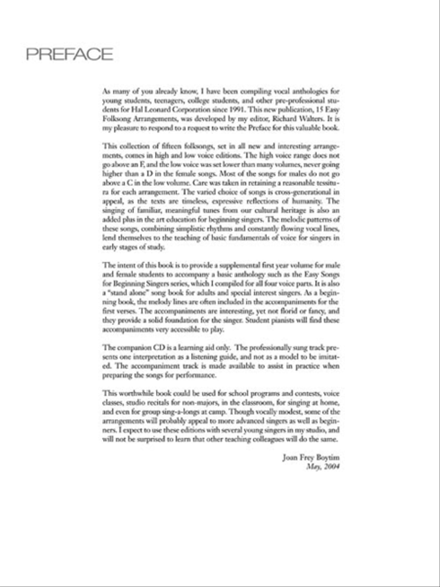 15 Easy Folksong Arrangements Low Voice scores gallery preview page 4