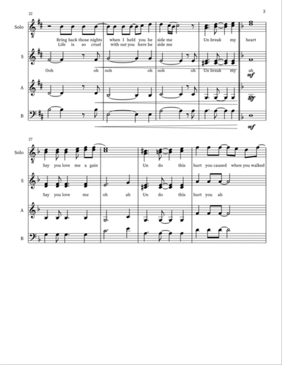 Un Break My Heart 4-Part scores gallery preview page 3