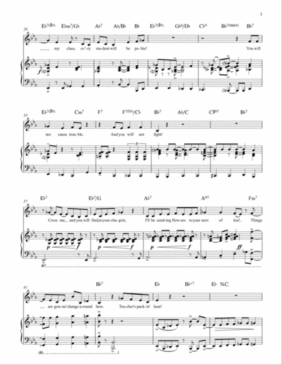 Teacher's Packin' Heat (Key: E-flat major) Voice scores gallery preview page 3