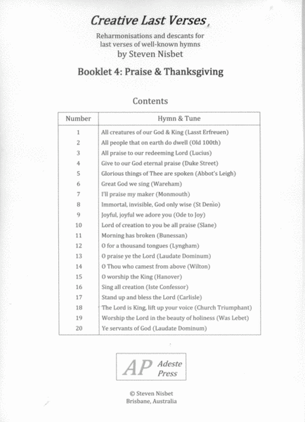 Creative Last Verses Booklet 4 Praise & Thanksgiving