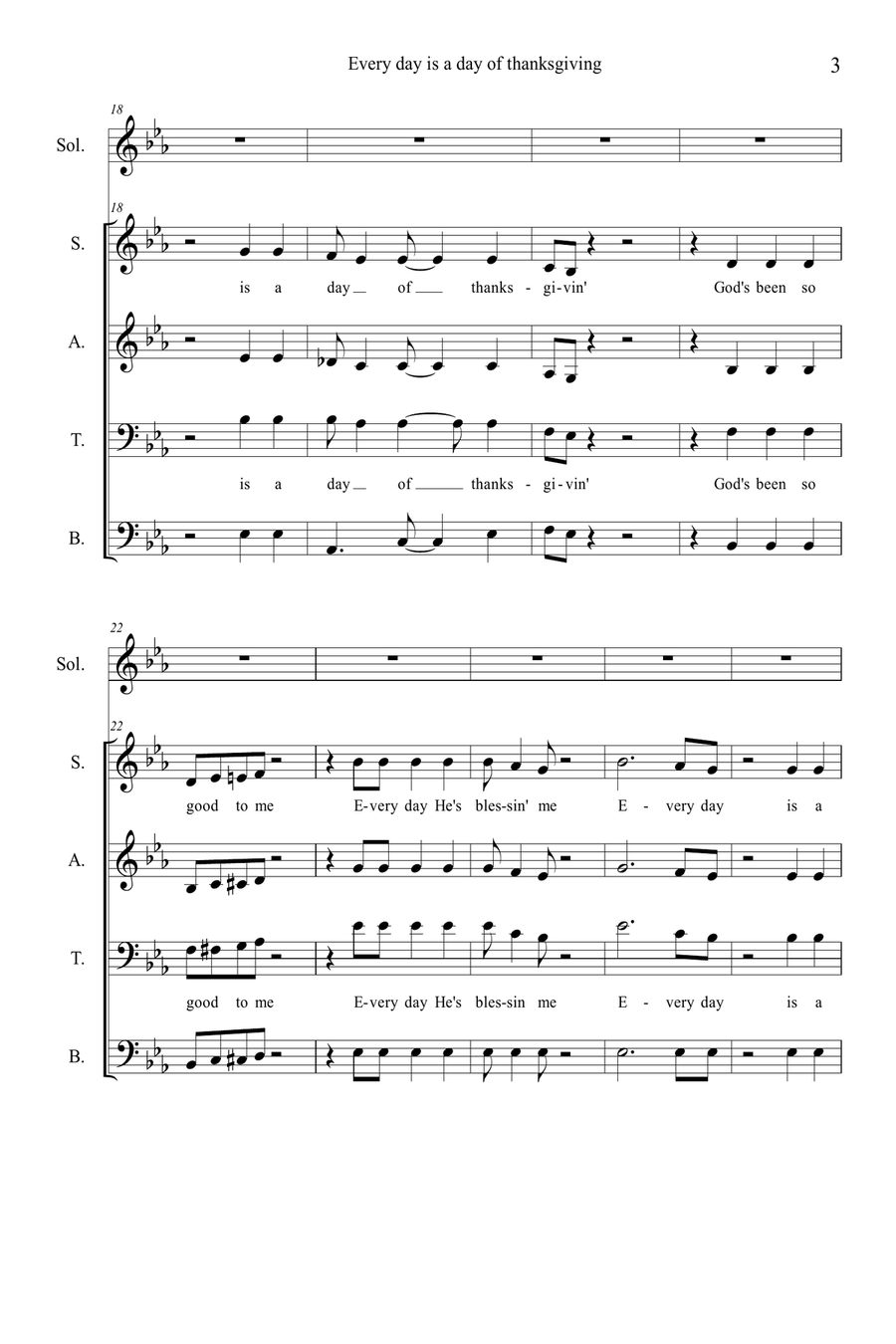 Every day is a day of thanksgiving 4-Part scores gallery preview page 3