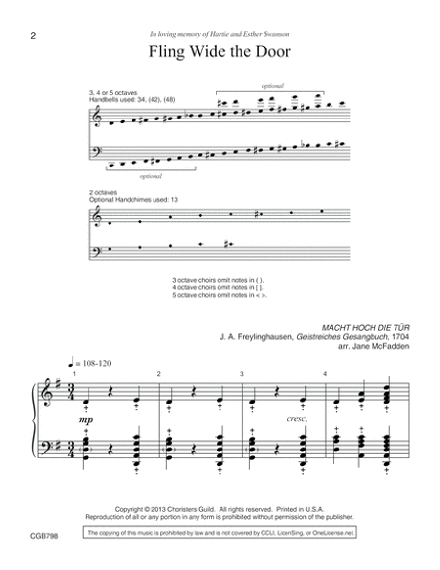 Fling Wide the Door Fling Wide the Door Handbell Choir scores gallery preview page 2