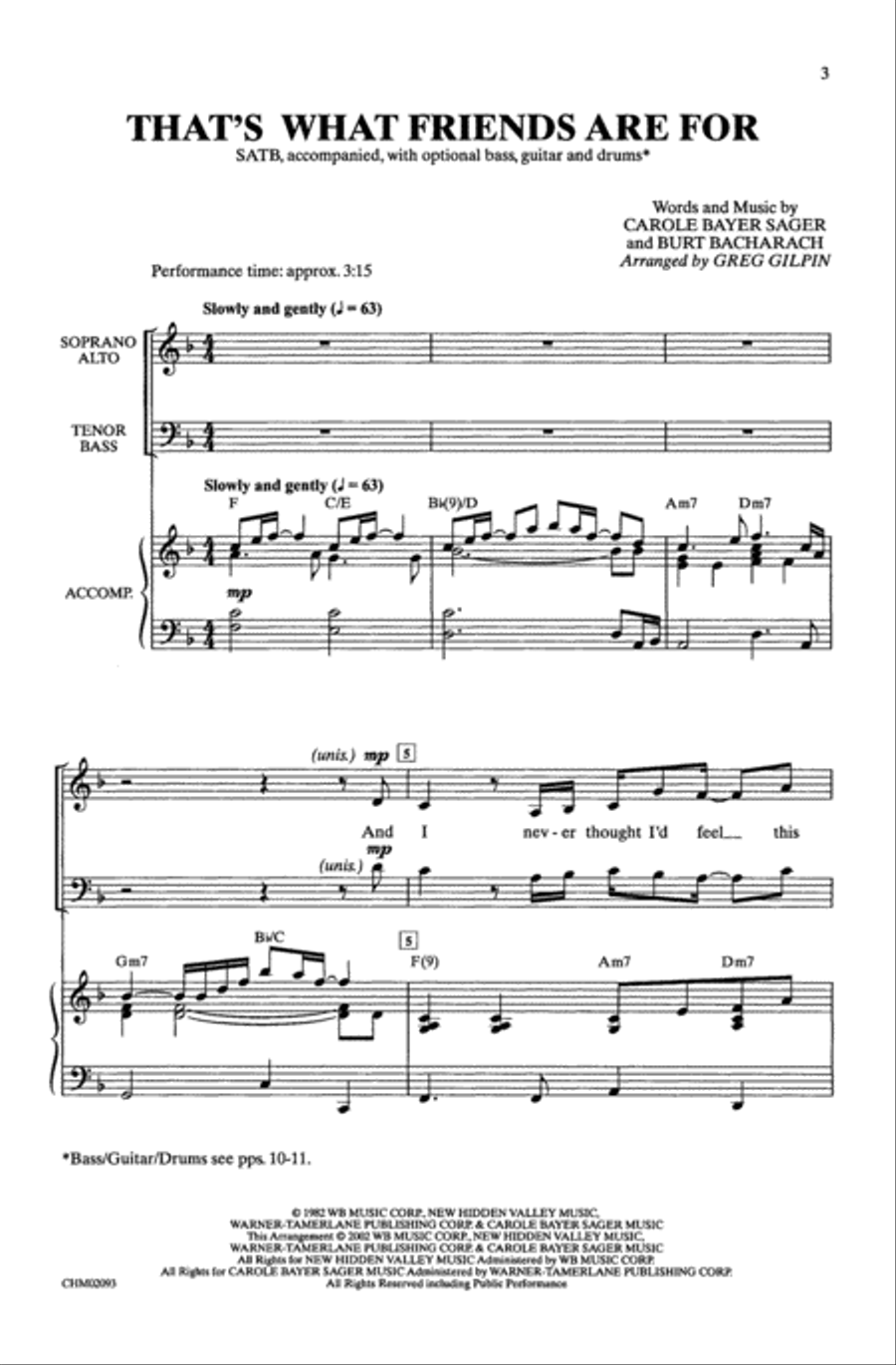 That's What Friends Are For 4-Part scores gallery preview page 2
