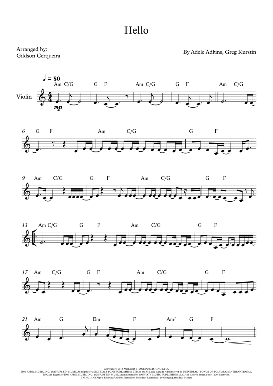 Hello Violin Solo scores gallery preview page 1
