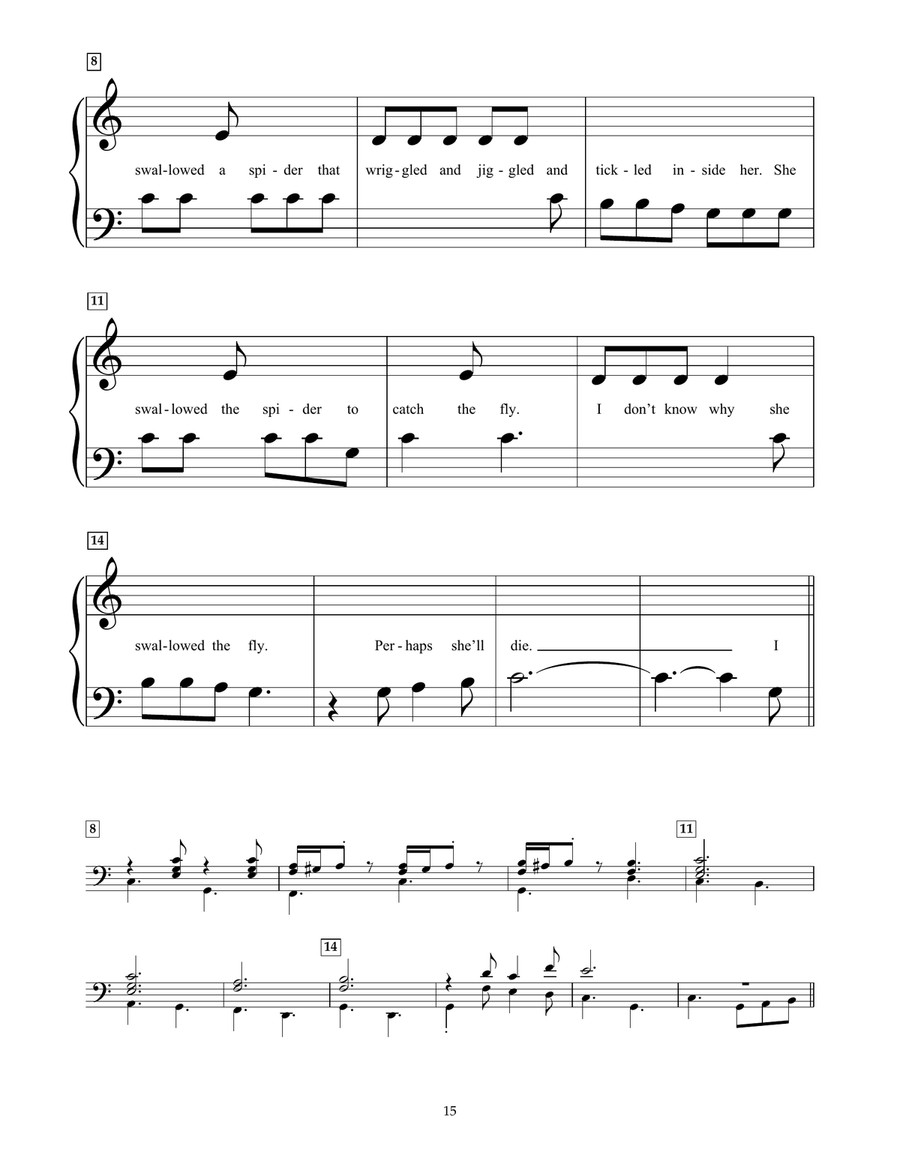 I Know An Old Lady Who Swallowed A Fly Piano scores gallery preview page 2