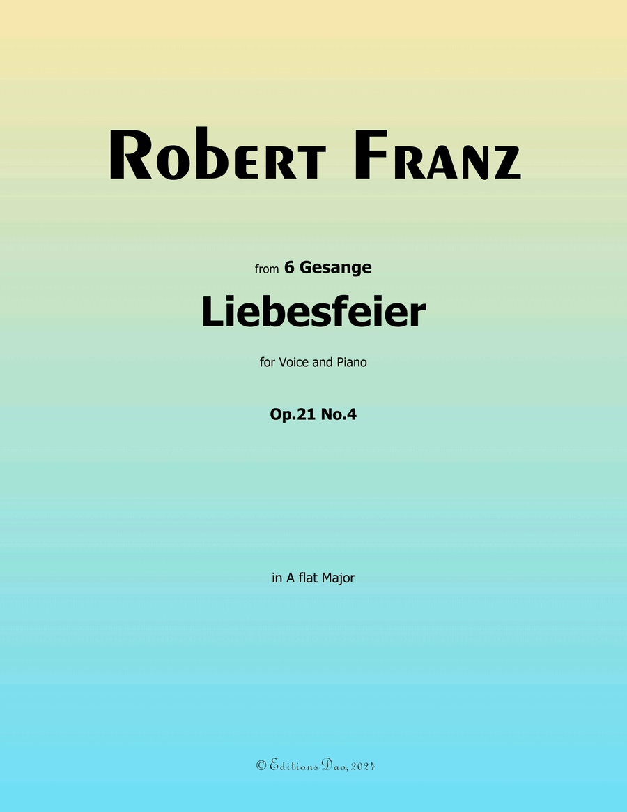 Liebesfeier, by Robert Franz, in A flat Major Voice scores gallery preview page 1