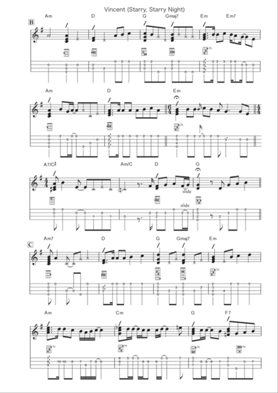 Vincent (starry Starry Night) Ukulele scores gallery preview page 2
