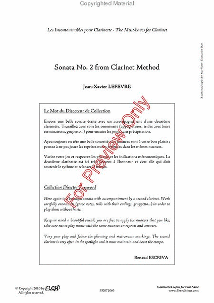 Sonata No. 2 Form Clarinet Method image number null